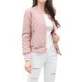 thumbnail image 1 of MODA NOVA Juniors Stand Collar Zip Up Raglan Sleeves Bomber Quilted Jacket, 1 of 7