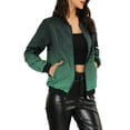 thumbnail image 1 of MODA NOVA Juniors Standing Collar Long Sleeve Full Zip up Short Bomber Jacket, 1 of 6