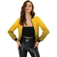 thumbnail image 1 of MODA NOVA Juniors Standing Collar Long Sleeve Full Zip up Short Bomber Jacket, 1 of 5