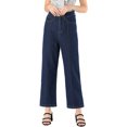 thumbnail image 1 of MODA NOVA Juniors Straight Ankle High Waist Wide Leg Denim Jeans Dark Blue M, 1 of 5