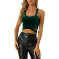 thumbnail image 1 of MODA NOVA Juniors Strappy Crop Tank Tops Sparkle Deep V Sleeveless Top, 1 of 5