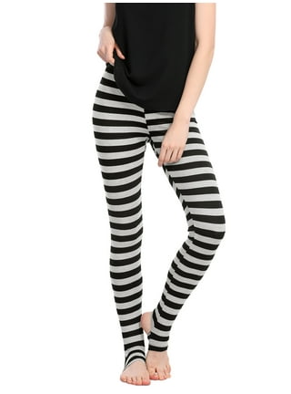 Adult Black/White Striped Leggings - Candy Apple Costumes
