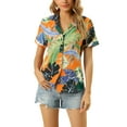 thumbnail image 1 of MODA NOVA Juniors Summer Beach Tropical Floral Button Down Hawaiian Shirts, 1 of 7