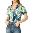 thumbnail image 1 of MODA NOVA Juniors Summer Beach Tropical Floral Button Down Hawaiian Shirts, 1 of 7