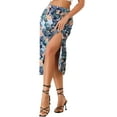 thumbnail image 1 of MODA NOVA Juniors Summer Flowy Ruched Front Beach Tropical Floral Midi Skirt, 1 of 5