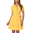 thumbnail image 1 of MODA NOVA Juniors Summer Wrap Ruffle V Neck Short Sleeve Mini Dress with Belt, 1 of 6