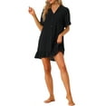 thumbnail image 1 of MODA NOVA Juniors Swimsuit Beach Bikini Cotton Button Front Ruffle Hem Shirt Dress, 1 of 4