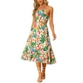 thumbnail image 1 of MODA NOVA Juniors Tropical Summer Floral Sundress Cutout Waist Midi Dress, 1 of 6