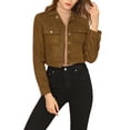 thumbnail image 1 of MODA NOVA Juniors Turn Down Collar Faux Suede Cropped Moto Jacket, 1 of 5