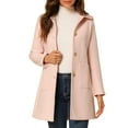 thumbnail image 1 of MODA NOVA Juniors Turn Down Collar Single Breasted Winter Mid Length Overcoat, 1 of 7