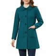 thumbnail image 1 of MODA NOVA Juniors Turn Down Collar Single Breasted Winter Mid Length Overcoat, 1 of 6