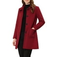 thumbnail image 1 of MODA NOVA Juniors Turn Down Collar Single Breasted Winter Mid Length Overcoat, 1 of 6