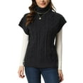 thumbnail image 1 of MODA NOVA Juniors Turtleneck Twist Wool Vest Sleeveless Vest Solid Color Knit Pullover Casual Sweater Black M, 1 of 1