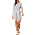 thumbnail image 1 of MODA NOVA Juniors V Neck Floral 3/4 Sleeves Side Pockets Button Dress, 1 of 7