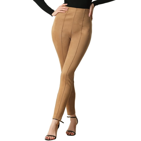 MODA NOVA Juniors' Velvet Elastic Waist Side Zipper Narrow Leg Casual Pants