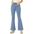 thumbnail image 1 of MODA NOVA Juniors Vintage Long Pants Classic High Waist Denim Bell Bottoms Jeans, 1 of 6