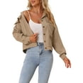 thumbnail image 1 of MODA NOVA Juniors Waffle Shacket Jacket Drop Shoulder Pocket Collared Shirt Jackets Khaki XS, 1 of 5
