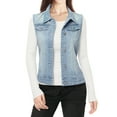 thumbnail image 1 of MODA NOVA Juniors Washed Chest Flap Pockets Single Breasted Denim Vest Jacket, 1 of 4