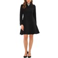 thumbnail image 1 of MODA NOVA Juniors Winter A-Line Long Sleeve Single Breasted Peplum Hem Long Coat, 1 of 5
