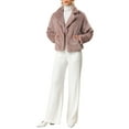 thumbnail image 1 of MODA NOVA Juniors Winter Fashion Loose Faux Fur Cropped Jacket Coat Dusty Pink L, 1 of 7