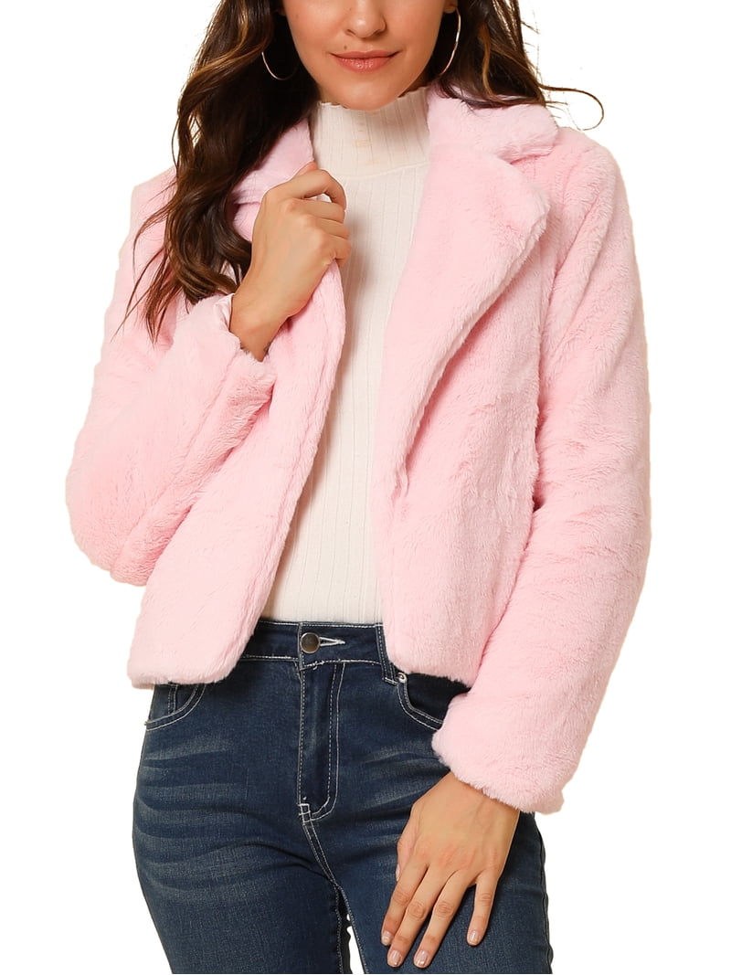 MODA NOVA Juniors Winter Fashion Loose Faux Fur Cropped Jacket Coat -  Walmart.com