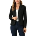 thumbnail image 1 of MODA NOVA Juniors Work Lapel Collar Stretchy Jacket Suit Blazer Black M, 1 of 6