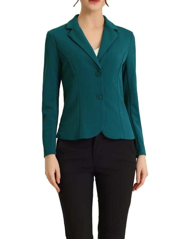 Juniors Work Lapel Collar Stretchy Jacket Suit Blazer