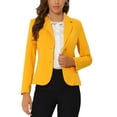 thumbnail image 1 of MODA NOVA Juniors Work Lapel Collar Stretchy Jacket Suit Blazer, 1 of 5