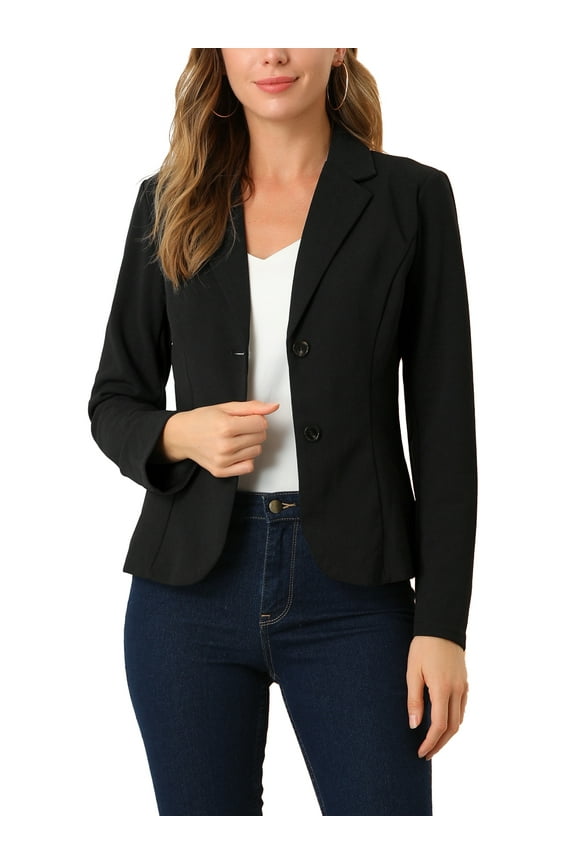 Juniors Work Lapel Collar Stretchy Jacket Suit Blazer