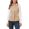 thumbnail image 1 of MODA NOVA Juniors Zip Up Jacket with Pockets Sleeveless Anorak Utility Vest Khaki L, 1 of 6