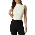 thumbnail image 1 of INSPIRE CHIC Mock Neck Tank Top for Women's Stand Collar Sleeveless Ribbed Knit Tops XS White, 1 of 6