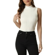 INSPIRE CHIC MODA NOVA Mock Neck Tank Top for Juniors Stand Collar Sleeveless Ribbed Knit Tops