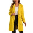 thumbnail image 1 of MODA NOVA Pea Coat for Juniors Notched Lapel Double Breasted Mid Long Winter Coats XS Yellow, 1 of 6