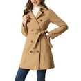 thumbnail image 1 of MODA NOVA Pea Coat for Juniors Peter Pan Collar Double Breasted Slant Pocket Button Down  Belted Winter Coats, 1 of 5
