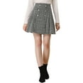 thumbnail image 1 of MODA NOVA Plaid Tweed Mini Skirt for Juniors Elegant High Waist A-Line Button Front Skirts Black White S, 1 of 5