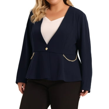 MODA NOVA Plus Size Blazer for Juniors Casual Fashion Button Chain Jacket Blazers