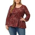 thumbnail image 1 of MODA NOVA Plus Size Blouses for Juniors V Neck Button Up Ruffle Flowy Tunic Babydoll Tops, 1 of 5