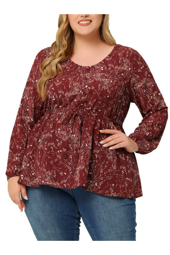 Plus Size Blouses for Juniors V Neck Button Up Ruffle Flowy Tunic Babydoll Tops