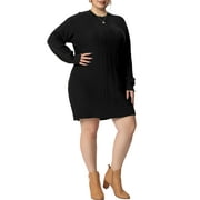 MODA NOVA Plus Size Sweater Dress for Juniors Long Sleeve Knit Pullover Short Sweater Dresses Army