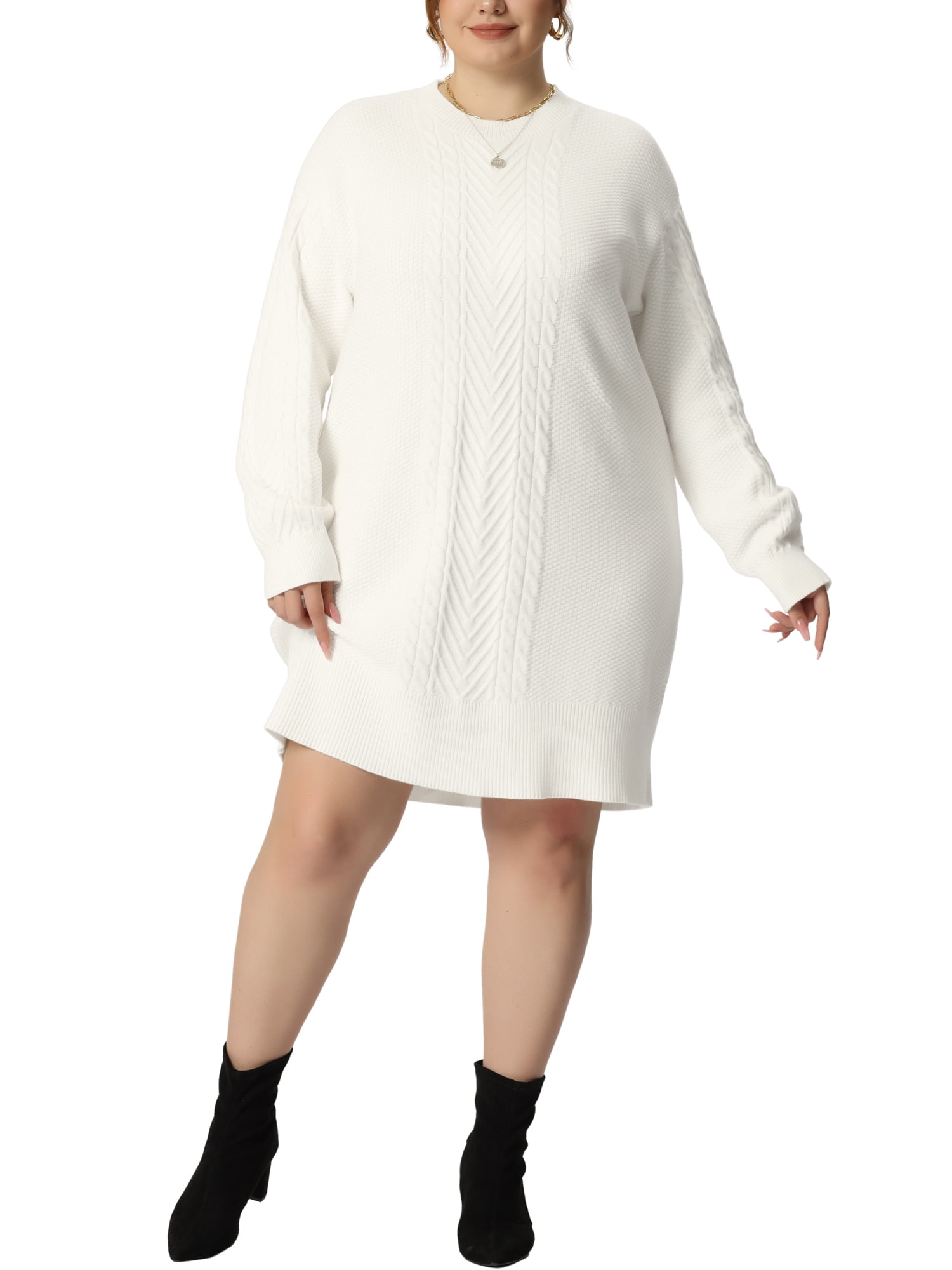 knee length dresses for ladies Timeless Maxi Sweater Dress (Black/White)