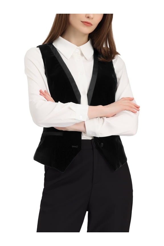 Retro Velvet Waistcoat for Juniors V Neck Sleeveless Racerback Steampunk Vest