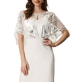 thumbnail image 1 of MODA NOVA Sequin Beaded Shawl Wraps for Juniors Evening Cape Cover Up, 1 of 5