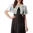 thumbnail image 1 of MODA NOVA Sequin Shrug Bolero for Juniors Flared Sleeve Crop Sparkly Glitter Jacket Silver XS, 1 of 5