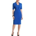 thumbnail image 1 of MODA NOVA Sheath Dress for Juniors V Neck Short Sleeve Wear-to-Work Bodycon Midi Dresses, 1 of 6