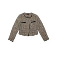thumbnail image 1 of MODA NOVA Tweed Jacket for Juniors Round Neck Button Front Closure Long Sleeve Apricot XS, 1 of 1