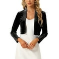 thumbnail image 1 of MODA NOVA Velvet Shrugs for Juniors Long Sleeve Open Front Cardigan Cropped Bolero Jacket, 1 of 5
