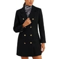 thumbnail image 1 of MODA NOVA Winter Overcoat for Juniors Notch Lapel Double Breasted Coats M Black, 1 of 5