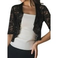 thumbnail image 1 of MODA NOVA Women's Shrug Lace Half Sleeve Ruffle Hem Shrug Top XS Black, 1 of 5