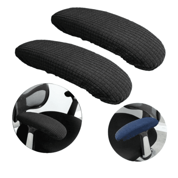 MODANU 1 Pair Office Chair Arm Armrest Covers Stretchable Slipcover Protector Sleeve for Computer Gaming Desk Rotating Chairs Easy Install & Clean, Comfortable, Matt Black