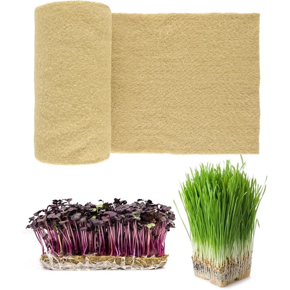 MODANU 1 Roll 10" x 118" Microgreens Growing Trays Jute Mat Kits, Hydroponic Planting Mat & Seed Germination Pad for Wheatgrass, Bean Sprouts, Hydroponic Seed Growing | Works with Growing Trays